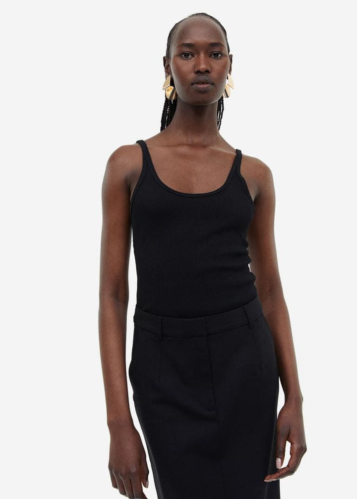 Pleated Midi Dress — Black