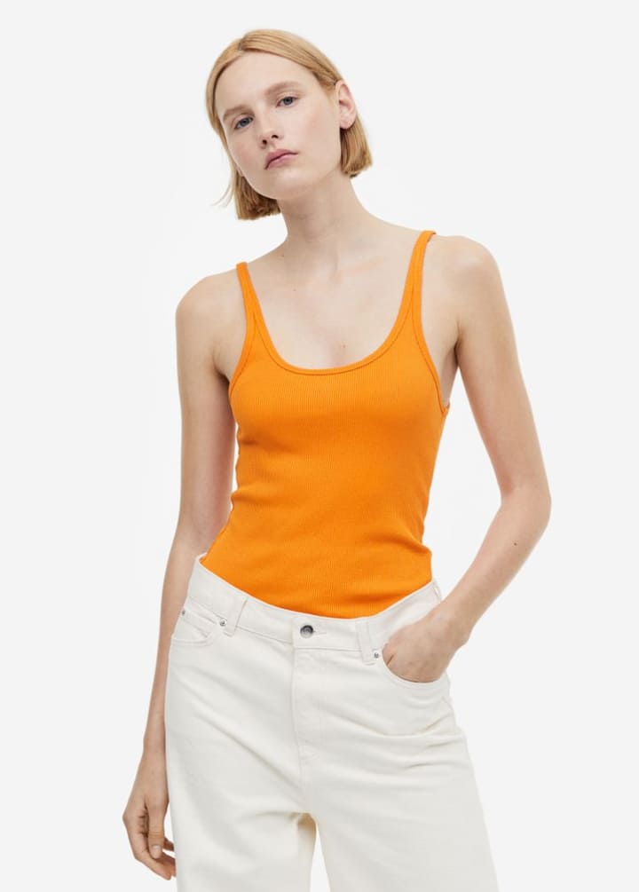 Ribbed Tank Top — Orange